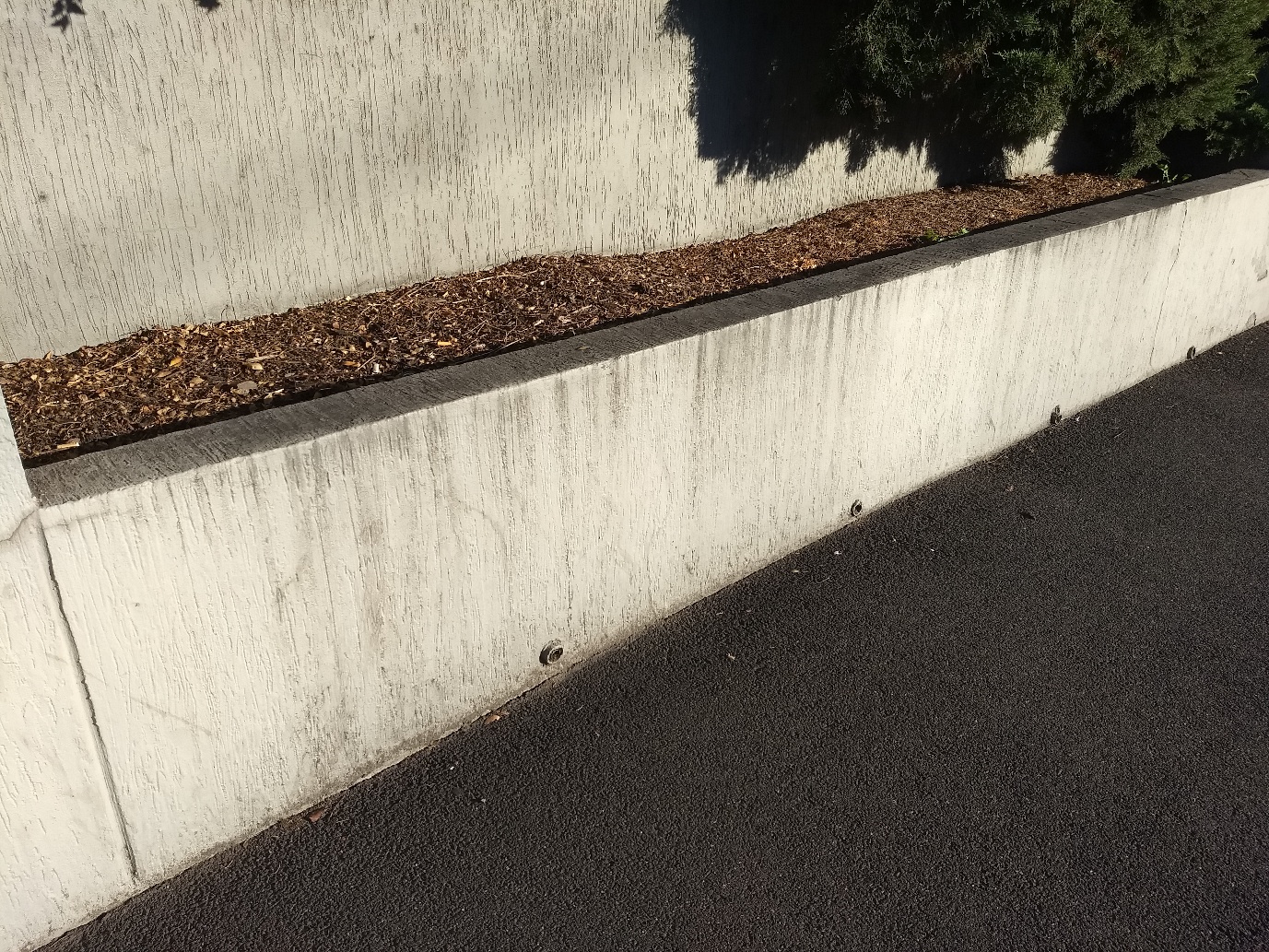 Exterior retaining wall after cleaning and preparation